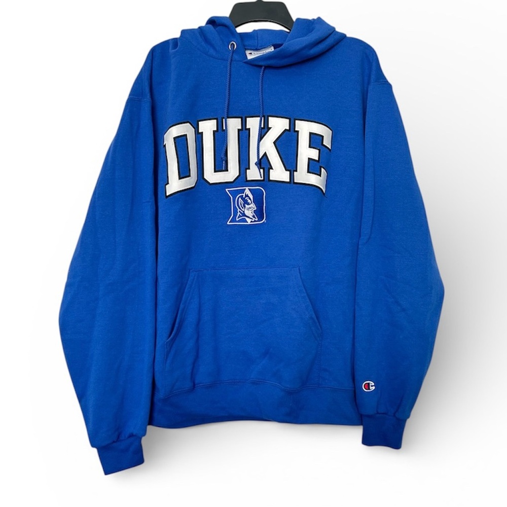 Champion Y2K Duke Blue Devils Hoodie Mens L. Royal Blue Embroidered Logo NCAA